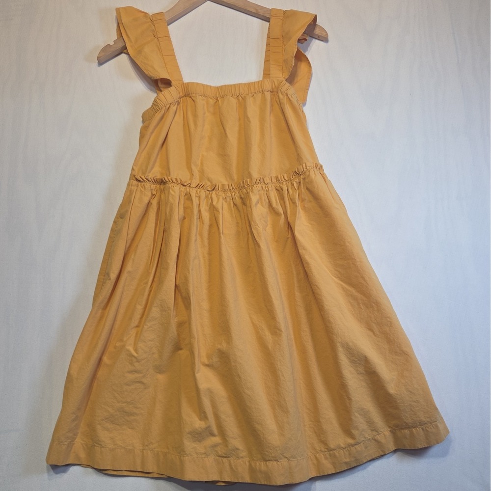 Madewell Women's XS Mustard Yellow Tiered Ruffle Strap Mini Dress Pockets